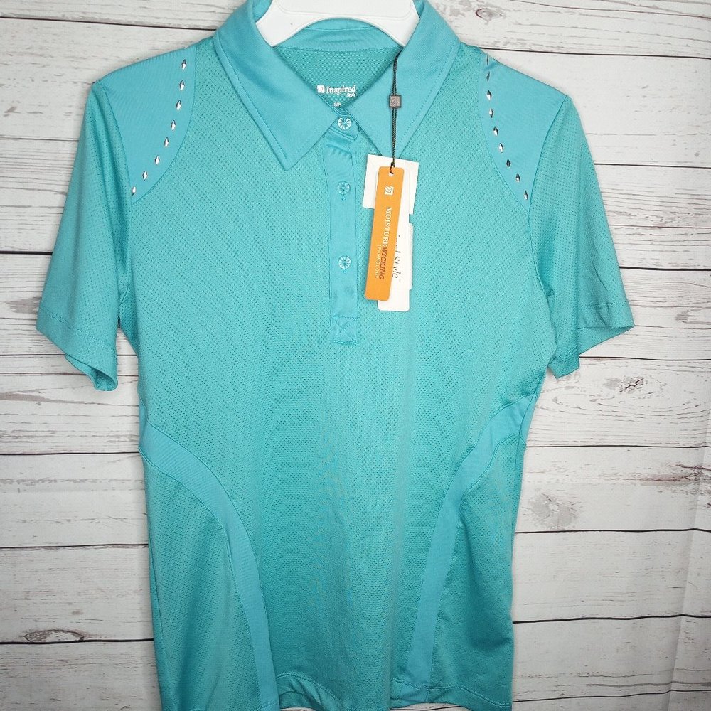 INSPIRED STYLE WOMEN'S SZ SMALL AQUA GOLF TOP POLO